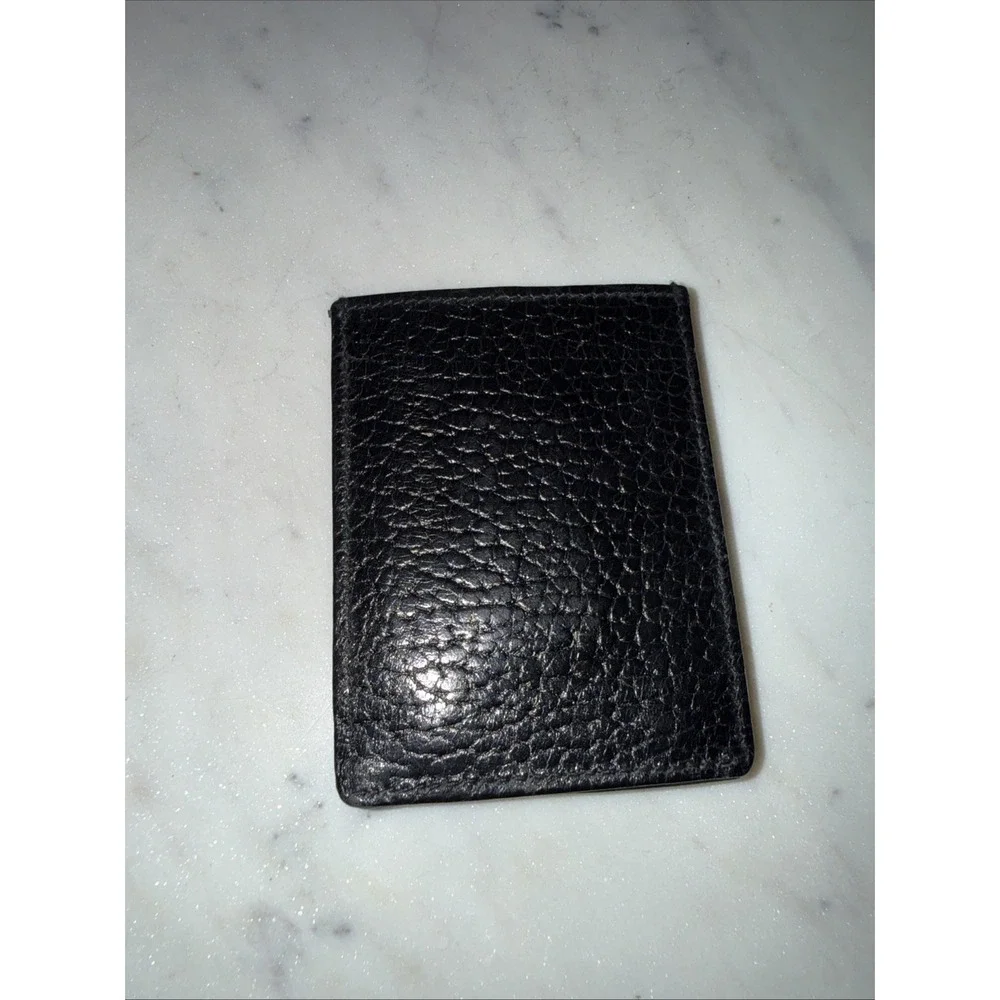 Leather Magnetic Money Clip Card Wallet  Top Grain Cowhide Black